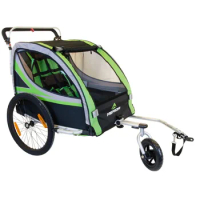 2 In 1 Bike Trailer Toddler Stroller With Double Brake, Air Wheel Bike Camper Wagon