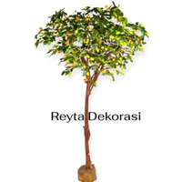 POHON JERUK TINGGI 2MTR POHON ARTIFICIAL BUNGA HIAS PLASTIK / POHON HIAS ARTIFICIAL BUAH JERUK