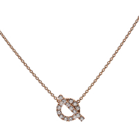 HERMES Finesse經典鑽石鑲飾標誌釦鉤K金項鍊(玫瑰金)