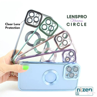 Ntzen Case LENSPRO CHROME CIRCLE Compatible for iPhone 11 12 13 14 15 Pro Max Xr Xs Cover Casing