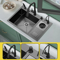 大單槽 洗菜盆 流理台 吧台洗杯器島台水槽單槽高壓中廚房洗菜盆多功能304不鏽鋼『TS0177』