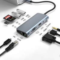 9 in 1 Dock USB Type C to HDMI HUB Adapter for MacBook Samsung Dex Galaxy S10/S9 USB-C Converter HDMI