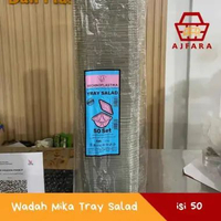 Wadah Mika Tray Salad Transparan - Isi 50 Pcs - Kotak Mika Bening Food Grade untuk Salad Buah & Sayu