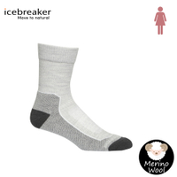 【Icebreaker 女 中筒薄毛圈健行襪(+)《淺灰/深灰》】105099/快乾襪/機能襪/排汗襪/羊毛襪/中筒襪