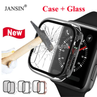 Tempered Glass+Cover For Apple Watch 8 7 Case 41mm 45mm 42mm 38mm Bracelet Protective Bumper Shell For Apple Watch 40 44mm Case