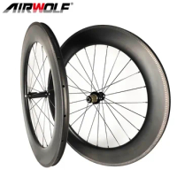 Airwolf 700C Carbon Wheelset 90*25mm Time Trial/Triathlon Powerway R13 Hub Rim Brake Track UD Matt Racing Bike Wheel Clincher