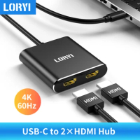 USB C to HDMI Adapter Dual HDMI Supports Extended Mode HDMI 2in1 Type C 4K@60Hz USB-C Hub Extended Mode Clone Mode Telecommuting