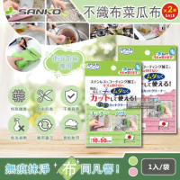 (2袋任選超值組)日本SANKO衛浴廚房專用免洗劑可剪裁不織布海綿菜瓜布(10x50cm) 1入袋裝