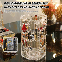 Kotak Penyimpanan Perhiasan Putar Estetik – Tempat Anting, Kalung, Gelang, Cincin | Rak Aksesori Wan