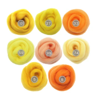 10g*8 /50g*1 Yellow Series Felting Wool Roving Wool Fibre For Needle Felting Weaving Wool Fiber For DIY Needle Felting