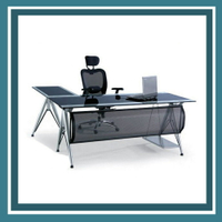 【必購網OA辦公傢俱】CP-926  12mm 雙色強化玻璃 主管桌 辦公桌