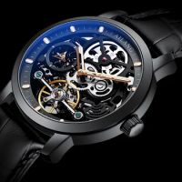 AILANG New Skeleton Mechanical Watches Mens Top Brand Luxury Black Hollow Out Luminous Clock Male Men Automatic Watch
