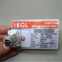 Batu Cincin Purple Star Safir Ungu Ceylon Mata Udang Bersertifikat