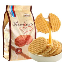 阿孔特 - 阿孔特俄羅斯進口拉絲餅華夫網紅煉乳夾心小圓餅休閒零食品408g港