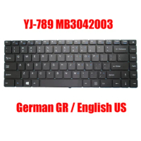 US GR Laptop Keyboard YJ-789 MB3042003 German English Gray/Black Without Frame New