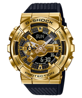 CASIO 卡西歐 G-SHOCK 重工業風金屬雙顯手錶 金 GM-110G