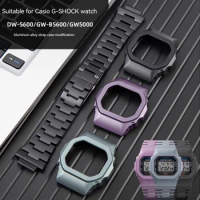 New Modified Suit watchband For Casio G-SHOCK DW-5600/DW-B5600 Series Aluminum Alloy metal Bezel watch case + strap Repair Tool