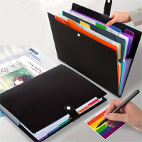 Portable 7 Pockets A4 File Folder Bag Color Insert Multi-layer File Storage Folder Large Capacity Wa