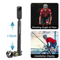MaxGo Bicycle Bike Motorcycle Mount for Insta360 X3 Camera Selfie Stick Handlebar Holder Extension Rod for Insta 360 Accessory