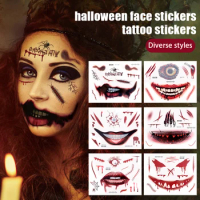 Halloween Tattoo Stickers DIY Party Terror Spider Bloody Scar Wound Waterproof Lasting Realistic Stickers Body Makeup Decoration