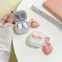 Cute Rabbit Heart Pendant Transparent Case for Samsung Galaxy Buds Live Buds Pro Buds2 Pro Case Cover