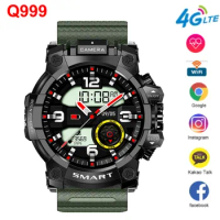 Q999 Android Smart Watch 1.6 Inch Touch Screen Dual Camera 4G+64G ROM 4-Core CPU Support 4G SIM Card WIFI GPS Smartwatch PK DM30