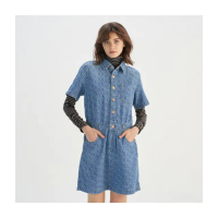 【LEVIS 官方旗艦】女款 牛仔洋裝 牛仔外套式洋裝 女生洋裝 熱賣單品 001BV-0000