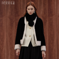 【JESSICA】時尚百搭保暖撞色邊拉鏈羊毛外套J35012