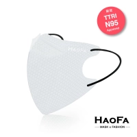 口罩【HAOFA x MASK】N95 3D氣密型立體口罩 雪狐白 五層 成人款 50入/盒 台灣製造 立體口罩 MIT