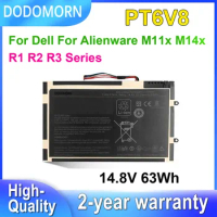 DODOMORN PT6V8 For Dell For Alienware M11x M14x R1 R2 R3 Series Laptop Battery T7YJR 8P6X6 08P6X6 P18G P18G001 P06T 14.8V 63Wh