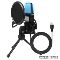 USB Condenser Microphone LED Microfone Condensador Wire Gaming Mic For Podcast Recording Studio Streaming Laptop Desktop PC