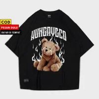Hungry & Co. T-Shirt Oversize Japan Series Beruang| Kaos Polos Oversize | Kaos Pria Oversize | Kaos