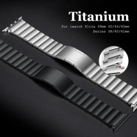 Titanium Link Bracelet for Apple Watch Ultra 2 49mm 41 45mm 42 44mm 38 40mm Men Strap for iWatch Series 9 8 7 6 5 4 SE Wristband