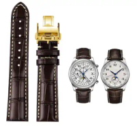 FKMBD For Longines Masters Collection L3 L4 L2.628/L2.673 Watch Strap Cowhide Leather Butterfly Buckle watchband 19 20 21mm