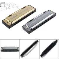 Portable 10 Holes 20 Tone Matte Gold / Black Harmonica Blues Harp Mouth Organ Stainless Steel Musical Instrument for Beginner