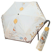 小禮堂 迪士尼 小熊維尼 彎把防風傘骨折疊傘 防風折傘 雨傘 (黃棕 汽球)
