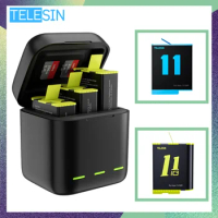 TELESIN For GoPro Hero 9 10 11 12 Battery 1750 mAh Charging Case TF Card Storage Box Power Accessory For GoPro Hero 9 10 11