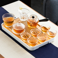 錘紋側把玻璃茶具套裝家用高檔功夫茶杯簡約日式輕奢小套泡茶茶壺