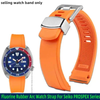 22mm Arc mouth Strap For SEIKO PROSPEX cola ring SRPA21J1 SRPE99K1SRP777J SRPC91J1/25J1 Curved rubber watchband Men's Wristband
