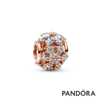 【Pandora官方直營】璀璨浮游花圓形串飾：鍍14K玫瑰金