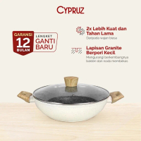 Cypruz Wajan Kuali dan Tutup White Granite Series