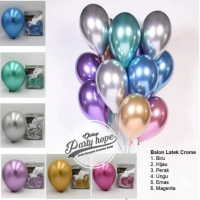 ( isi 10 ) Balon metalik chrome 12 inch / balon karet mengkilap / balon dekorasi / balon metalik