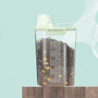 【新鮮防潮】家用大容量寵物飼料桶附刻度杯(2.5L 大容量 密封 量杯 收納罐 保鮮盒 乾糧桶 儲米 五穀雜糧)