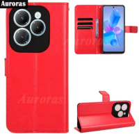 Auroras For Infinix Hot 40 Pro Flip Leather Case Wallet Card Slot Holder Magnetic Cover For Infinix Hot 40 Full Protect Shell