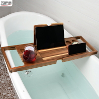 浴缸置物架 歐式實木浴缸置物架伸縮防滑防霉浴缸架子輕奢木桶浴盆泡澡置物板『XY13441』