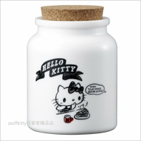asdfkitty可愛家☆KITTY白色蛋糕 鈉鈣玻璃置物罐-300ML-可裝茶葉.糖.飾品.文具...等-日本製