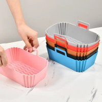 1pc Silicone Air Fryers Oven Baking Tray Pizza Fried Chicken Airfryer Silicone Basket Reusable Airfryer Pan Liner Accessories