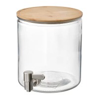 IKEA 365+ 附龍頭飲料罐, 竹/透明玻璃, 4 公升