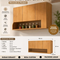 Kitchen Set Gantung 3 Pintu + Rak Terbuka Minimalis Modern Multifungsi 120x30x60 cm Material Multipl
