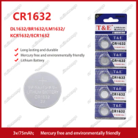 Eunicell 3V 125mAh CR1632 Coin Cells Batteries CR 1632 DL1632 BR1632 LM1632 ECR1632 Lithium Button Battery For Watch Remote Key